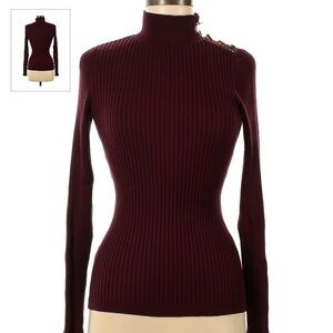 Brand new INC button, mock neck Port color long sleeve lined sweater - Sz SM